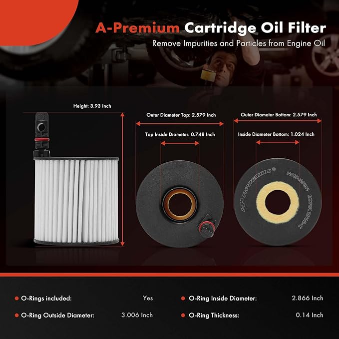 A-Premium 20K Miles Upgrated Protection Oil Filter Compatible with Hyundai & Kia Models - Elantram, Sonata, Sorento, Santa Fe, Sportage, Accent, Tucson, Rio, Kona, Seltos, K5, Venue