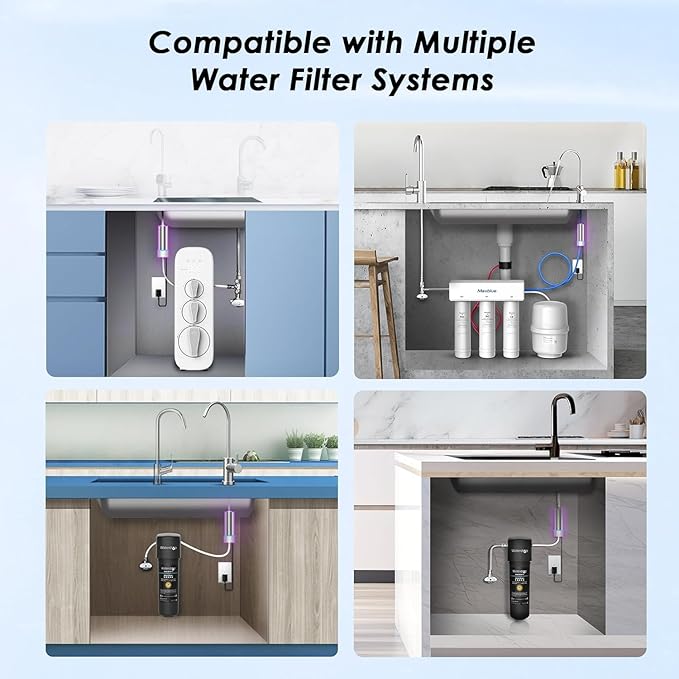 Waterdrop LED UV Ultraviolet Water Filter for Under Sink Water Filter and Reverse Osmosis System, Reduce up to 99.9% of Harmful Substances, Mercury-Free, FCC Certified, Stainless Steel, 50 Year Life