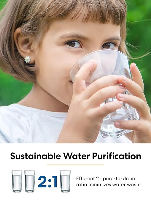 Brio Reverse Osmosis Water Filtration System, 700 GPD, 2:1 Pure to Drain, Tank-Less, Under Sink Faucet Mount