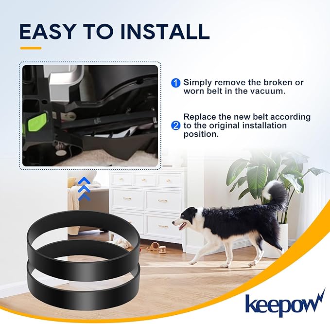 KEEPOW Vacuum Belt Compatible with Eureka Airspeed Compact Bagless Upright Vacuum Cleaner NEU100, NEU10AE4, NEU10AE5, NEU10AE2, NEU102 Series, Part #E0105, 2 Pack