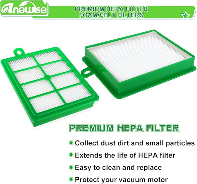 Hepa Filter for Electrolux Harmony Oxygen EL4335A H12 EL6985 EL012B EL012W EL6988 EL5010 HF12 HF1 Upright/Canister Vacuum Filters (2 PCS)