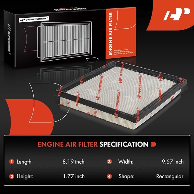 A-Premium 2-PC Engine Air Filter Compatible with Toyota Tundra 2022-2023, Sequoia 2023, 3.4L, Replace# 17801-F4010, 17801F4010