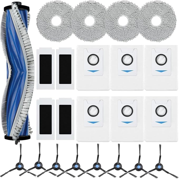 23 Pack T30S Replacement Parts for ECOVACS DEEBOT T30S /T30S AI /T30S AI Care /T30S Pro /T30S AI Robot Vacuum Accessories Kit with 1 Main Brush, 4 Hepa Filters, 4 Mop Pads, 6 Dust Bags, 8 Side Brushes