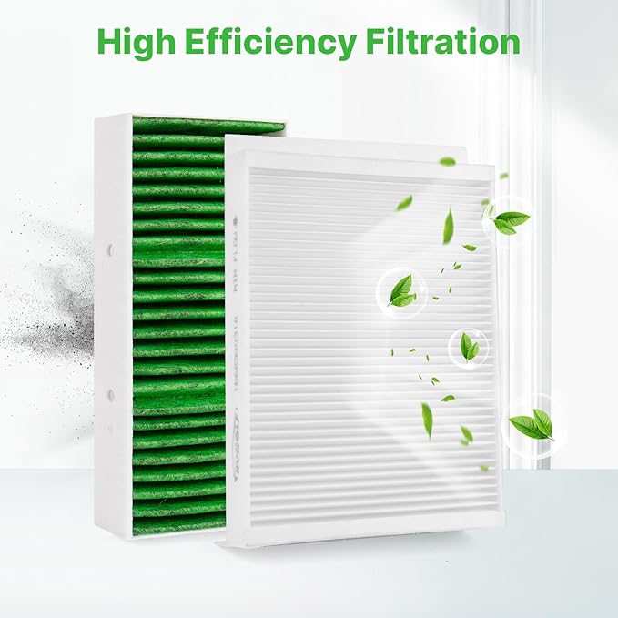 2PCS Cabin Air Filter Set Fit for 2016-2019 Mercedes GLE400 GLE350 GLE550e GLE43; 2012-2015 ML350; 2017-2019 GLS450 GLS550; 2013-2016 GL450 GL550 Air Filter Replace 1668300318 1668300218