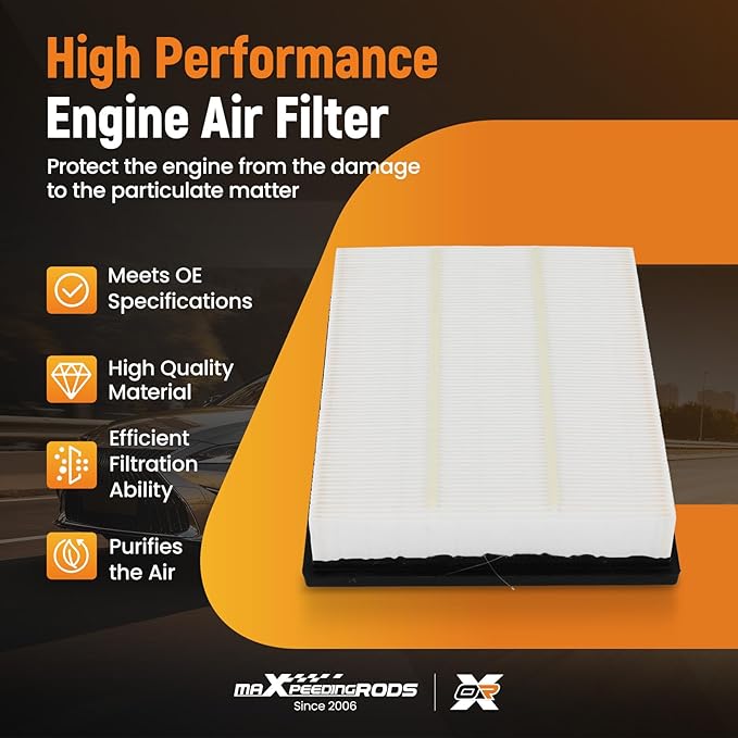 maXpeedingrods CA11480 Engine Air Filter for Ford Fusion 2013-2020, Edge 2015-2024, GT 2017-2022, Compatible with Lincoln Continental 2017-2020, MKX 2016-2018, MKZ 2013-2020, Nautilus 2019-2023
