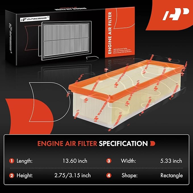 A-Premium Engine Air Filter Compatible with Audi A3 2008-2013, Q3, TT (Quattro) & Volkswagen Jetta 2005-2018, Passat, Beetle, CC, Golf, GTI & More, 1.8L 1.9L 2.0L