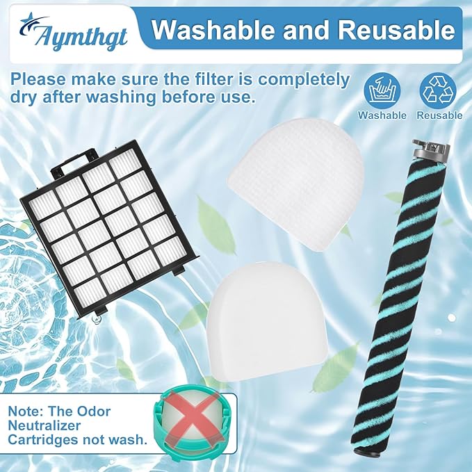 12 Pack AZ4002 Replacement Parts Filter for Shark AZ4000 AZ4000C AZ4002W POWERDETECT Upright Vacuum, 1 Brush roll+2 Filters+4 Foam & Felt Filters+4 Odor Neutralizer Cartridges+1 Cleaning Brush