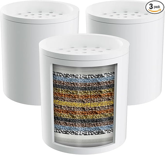 Hibbent 3 Pack Shower Filter Replacement Cartridges for Hard Water, High Output 20 Stage Shower Filter with Vitamin C to Reduce Chlorine & Fluoride, Glowing Skin, Strong Nails & Shimmering Hair