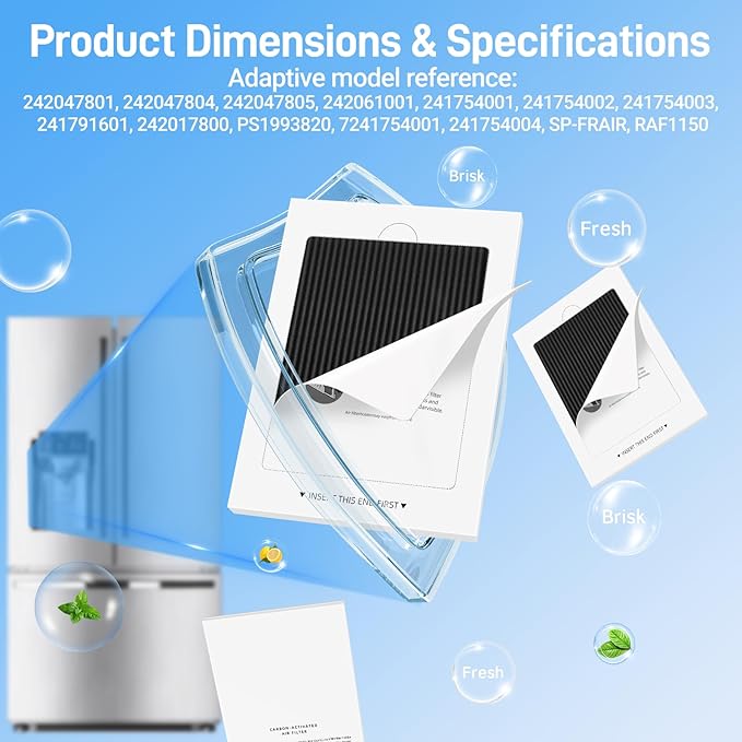 Refrigerator Air Filter Replacement for Frigidaire PAULTRA Pure Air Ultra and Electrolux EAFCBF Fridge Replace 242061001, 242047801, 242047804-6 Pack by Funmit