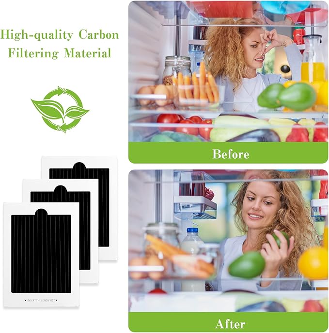 SEISSO Refrigerator Air Filter Replacement 3 Pack Carbon Activated Air Filter Compatible with Frigidaire PAULTRA Pure Air Ultra, EAFCBF, SCPUREAIR2PK, 242047801, 242061001, 241754001