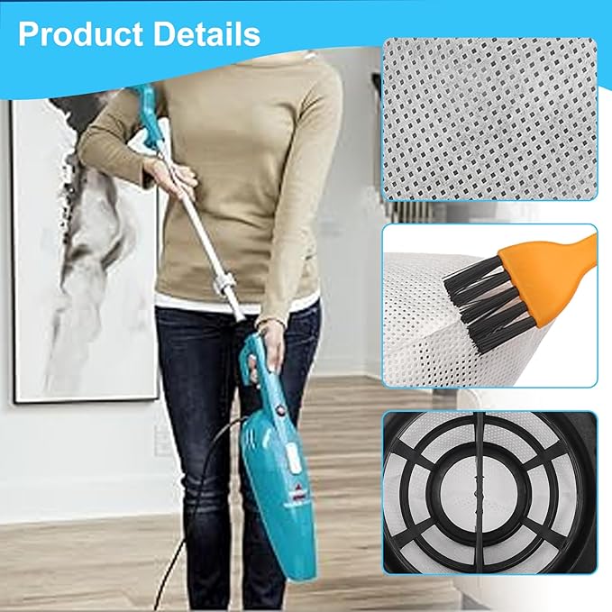 4 Pack 2030 Vacuum Filter & 6 Pack Foam Filter 1 Brush Compatible with Bissell 2030 Featherweight Stick Vacuum, Change Model 2030 2030L 20303 20306 20307 20309 2030H 2030V 2030X 2030Z