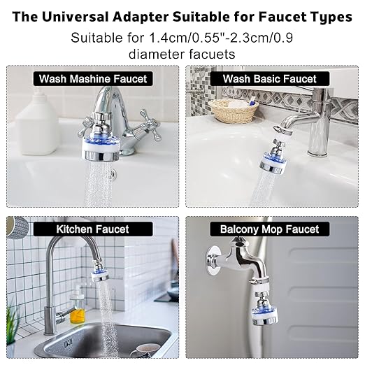 13 Pcs Sink Water Filter Faucet Set, 360 ° Rotating Bathroom Sink Filter, Kitchen Sink Faucet Water Filter Removes Chlorine Fluoride Hard Water Faucet Extender for Home Kitchen & Bathroom