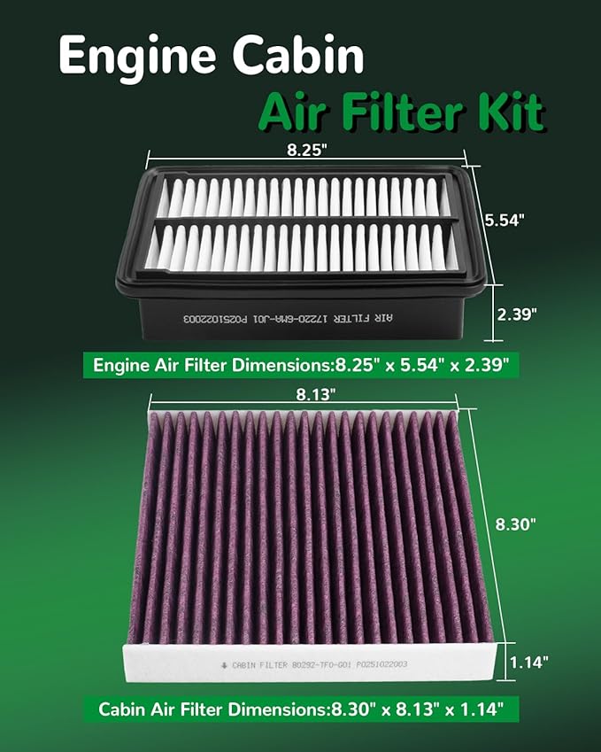 Engine Cabin Air Filter for CRV CR-V Hybrid 2023-2025, Accord Hybrid 2023-2025, Civic Hybrid 2025, Replace 17220-6MA-J01, 80292-TF0-G01 (Only for 2.0L Hybrid)