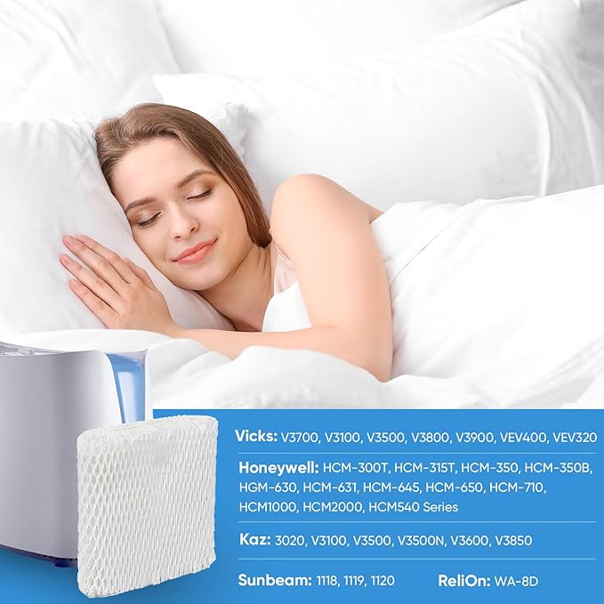 6 Pack Humidifier Filters HAC-504 Replacement for Honeywell Humidifier Filter, Filter A Humidifier Filter Replacement for HCM300/350/600/700 Honeywell Humidifier, White