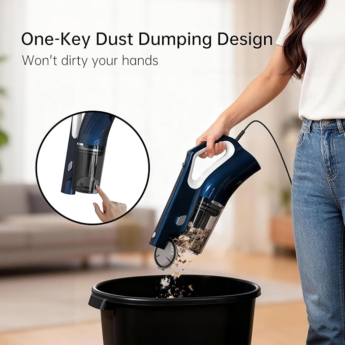 Corded Stick Vacuum Cleaner, 500W Powerful Suction With Washable Filter, LED Lights & 16.7ft Power Cord, One-Touch Release Dust Cup, Converts To Handheld Vacuum For Home Hard Floors Carpet Pet Hair