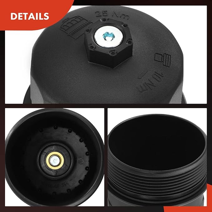 A-Premium Oil Filter Housing Cap Assembly Compatible with BMW X5 2004-2010, 545i 2004-2005, 550i 2006-2010, 745i/745Li 2002-2005, 750i, 750Li, 760i, 760Li, 645Ci, 650i, Alpina B7, Replace# 11427521353