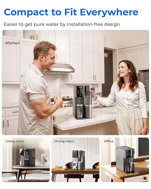 Waterdrop A2G Mineral Countertop Reverse Osmosis System Water Filter, Hot and Cold RO System, 6 Temperature Settings, 3:1 Pure to Drain, 6-Stage, Portable Pure Water Tank