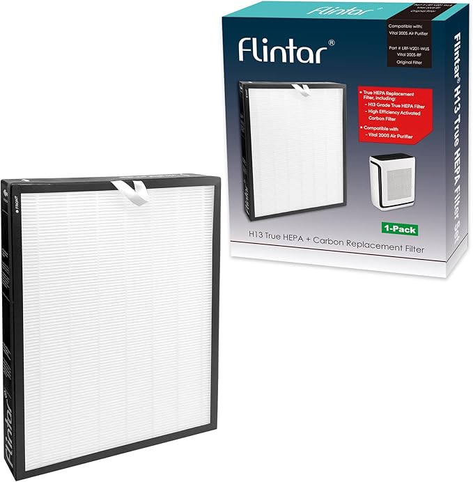 Flintar Vital 200S True HEPA Replacement Filter, Compatible with LEVOIT Vital 200S Air Purifier, H13 True HEPA + Activated Carbon Replacement filter, Part # Vital 200S-RF, 1-Pack