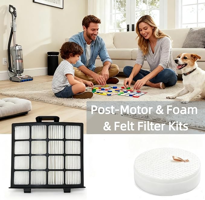 AZ2002 Replacement filter Compatible with Shark Vertex DuoClean PowerFin Upright Vacuum AZ2000, AZ2000W, AZ2002.Compare to Part # XHFAZ2000, XFFKAZ2000 (1 Post-Motor Filter+3 Foam & Felt Filters)