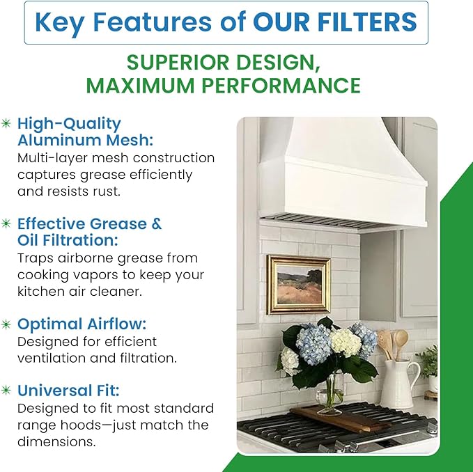Filter Everything Replacement Aluminum Range Hood Filter Compatible with Broan 97005683, 97007894, 99010152, BPRPFA, S97017455 – 9-7/8” x 11-11/16” x 3/8” (2-Pack)