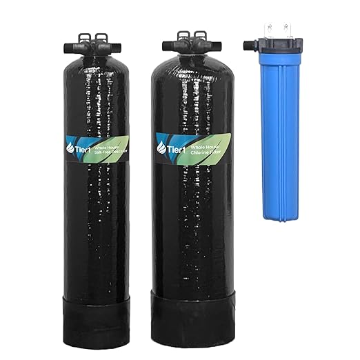 Tier1 300,000 Gallon Whole House Salt-Free Conditioner 3-in-1 with Chlorine Reduction System & Sediment Pre-Filter | Water Softener Alternative & Filtration System for 1-2 Bathrooms