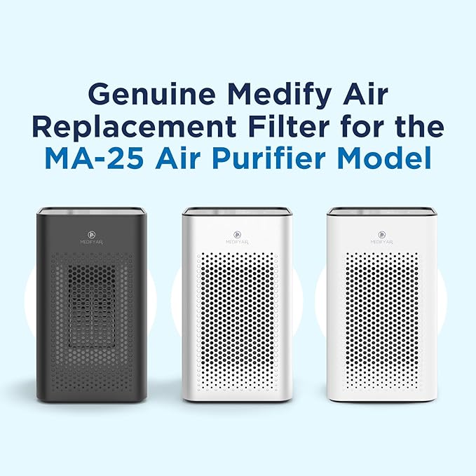 Medify MA-25 Genuine Replacement Filter Set for Allergens, Smoke, Wildfires, Dust, Odors, Pollen,Pet Dander | 3 in 1 with Pre-filter, True HEPA H13 and Activated Carbon for 99.9% Removal | 1-Pack