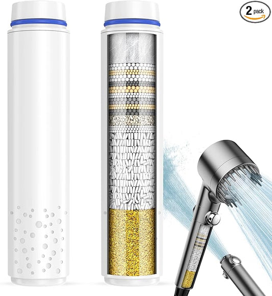 Upgraded Shower Filter for Handheld Shower Head, 2 Pack Stage Replacement Filters for Hard Water Remove Chlorine and Harmful Substances