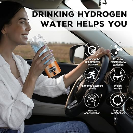 Hydrogen Water Bottle Generator with SPE/PEM–Portable Molecular Hydrogen Rich Water Machine, Rechargeable,5000 ppb,LED Timer for Home, Office, Travel, Sports,Birthday & Christmas Gift