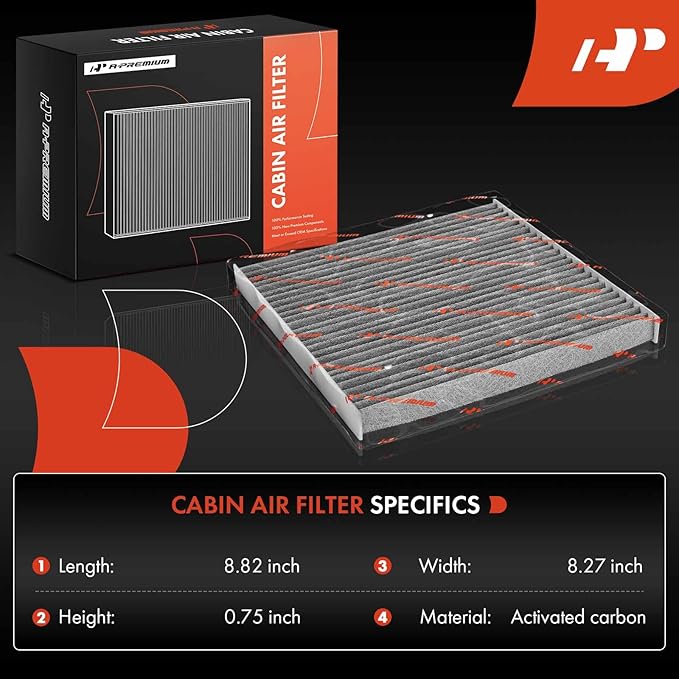 A-Premium Cabin Air Filter with Activated Carbon Compatible with Nissan Versa 2014-2019, NV200 2018-2021 & Chevrolet City Express 2018