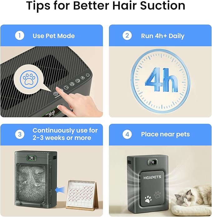 Pet Air Purifier for Home Large Room 2500 sq ft,H13 HEPA Washable Double-Sided Filter,Air Cleaner for Pet Hair Dander Odor Allergies Pollutant Smoke Dust,PM2.5 Air Quality Monitor,Auto Mode,P358 Black