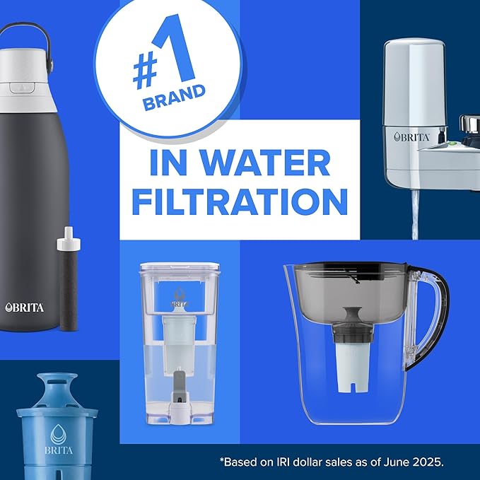 Brita Plus Water Filter, BPA-Free, High-Density Replacement Filter for Pitchers and Dispensers, Reduces 2x Contaminants*, Lasts Two Months or 40 Gallons, Includes 3 Filters