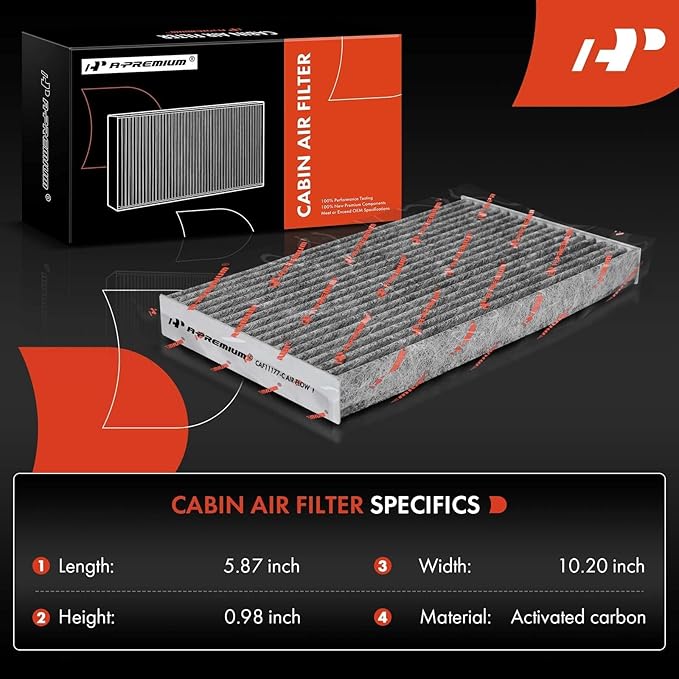 A-Premium Cabin Air Filter with Activated Carbon Compatible with Nissan Cube (2009-2014), Juke (2011-2017), Sentra (2013-2019), LEAF (2011-2023), Replace# 272773DF0A
