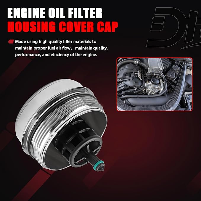 Aluminium Oil Filter Housing Cover Cap Compatible With BMW Vehicle N52 N20 N54 N55 323i 525i 128i 325Xi 328Xi 330Xi 335Xi 525Xi 528Xi 530Xi 535Xi 740Li X3 X5 X6 2006-2016 Replace# 11427525334, 917056