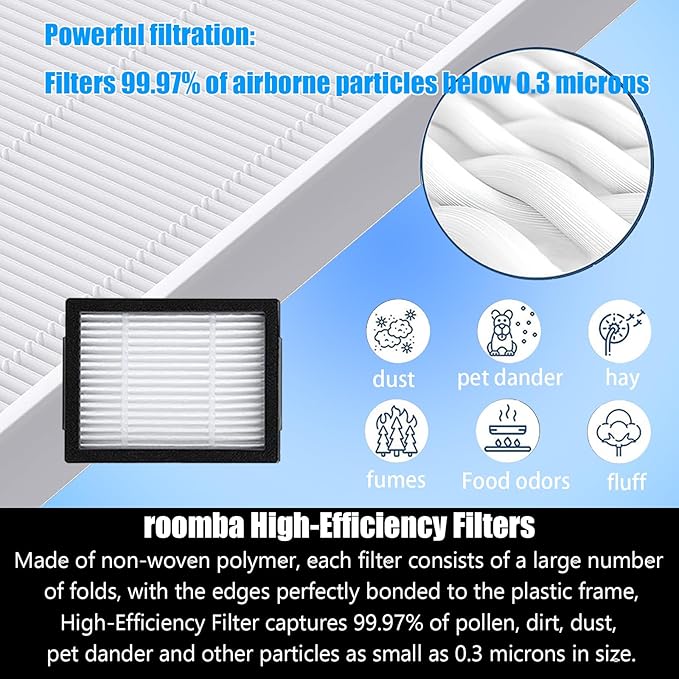 Replacement Parts for roomba i7 i7+ i3 i3+ i4 i4+ i5 i5+ i6 i6+ i8 i8+ j7 j7+/Plus j8 j8+ E5 E6 E7 Robot Vacuum Accessories,2 Rubber Roller 10 Filters 10 Side Brushes 10 Vacuum Bags