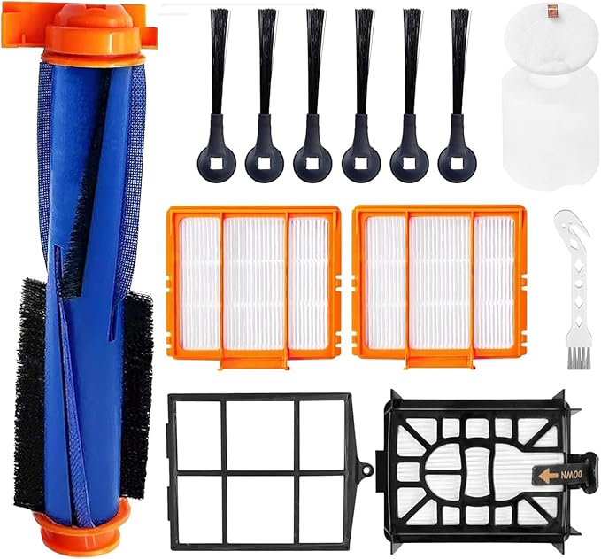 Replacement Parts Accessories Kit for Shark AI AV2511AE AV2501S AV2501AE RV2502AE RV2520AOUS AV2510AOUS Robot Vacuum Cleaner- 1 Main Brush, 4 Filters, 6 Side Brushes, 1 Foam Filter (12 Pack)
