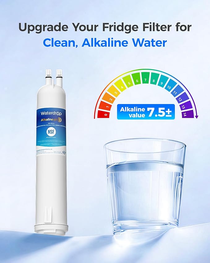 Waterdrop 𝐀𝐥𝐤𝐚𝐥𝐢𝐧𝐞 WD-F08-AL Replacement for 4396841, Everydrop® Filter 3, EDR3RXD1, 4396710, Kenmore® 46-9083, 46-9030, 𝐄𝐧𝐡𝐚𝐧𝐜𝐞𝐬 𝐩𝐇 Refrigerator Water Filter