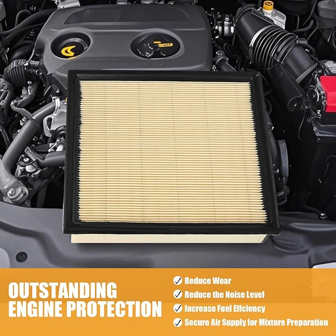 Engine Air Filter Replacement 17801-31130 Replacement for Toyota, Dodge, Jeep & Lexus Models - Camry, Highlander, Avalon, Sienna, Durango, Grand Cherokee, ES350, NX300, RX350, CA10755