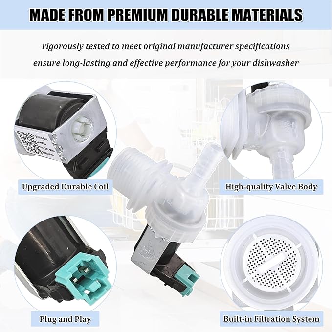 00628334 10023852 Dishwasher Water Inlet Valve - Dishwasher Water Valve Replacement Parts 33199023, 628334, 9000655808