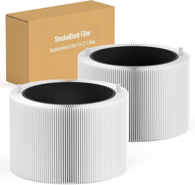 2 Pack Blue Pure 211i Max Smokeblock Filter Replacement Compatible with Blue Pure 211i Max Air Puri-fier, Activated Carbon Filters