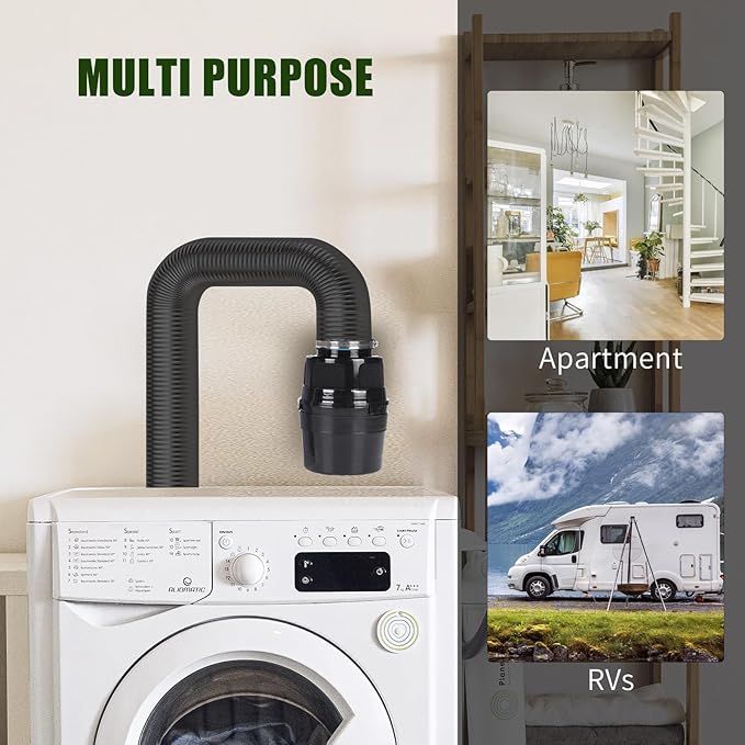 Upgraded Version - VIWINVELA 3 IN 1 Indoor Dryer Vent Kit with Lint Trap Dryer Lint Catcher Water Filter Bucket for Electric Dryer (Black Dryer Vent Bucket with Black Hose)