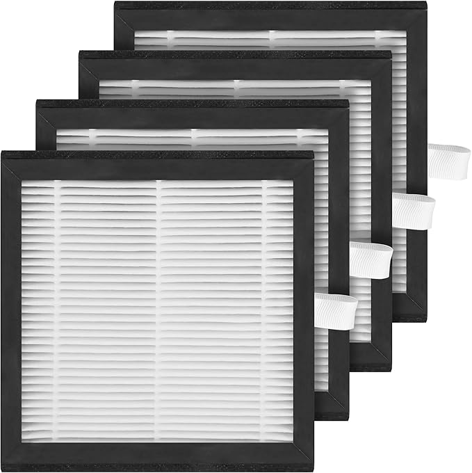 4 Packs DH02 H13 HEPA Replacement Filter Compatible with Tenergy Sorbi DH02 1000ml 2 in 1 Dehumidifier/Air Cleaner Purifier, Afloia AQ8 Q8, Honati, Hysure Q7 Purifier,2 Stages of Filtration