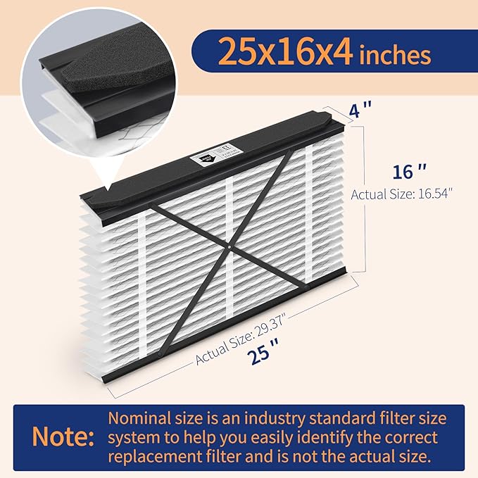 413 Replacement Filter Compatible with AprilAire Air Purifier Models 1410 1610 2410 2416 3410 4400, Merv 13 Whole House Furnace Filters 16×25×4, 1-Pack