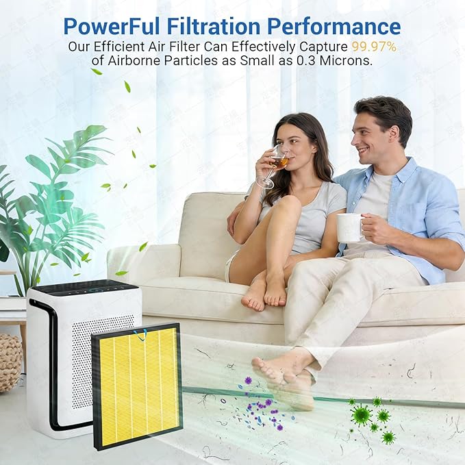 Vital 100S Replacement Filter 2-Pack, 3-in-1 HEPA & Activated Carbon Filter, Compatible with Vital 100S and 100S-P Air Purifiers, Replacement for Vital 100S-RF, White (Yellow)