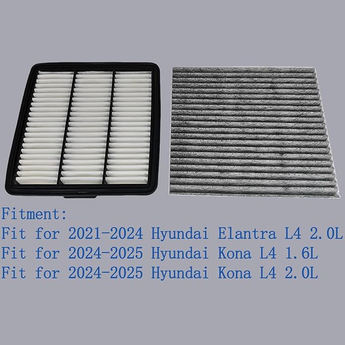 Engine & Cabin Air Filter Fit for 2021-2024 Hyundai Elantra 2.0L, 2024-2025 Hyundai Kona 1.6L 2.0L, Replace 28113-AA100 97133-L1000 28113AA100 97133L1000