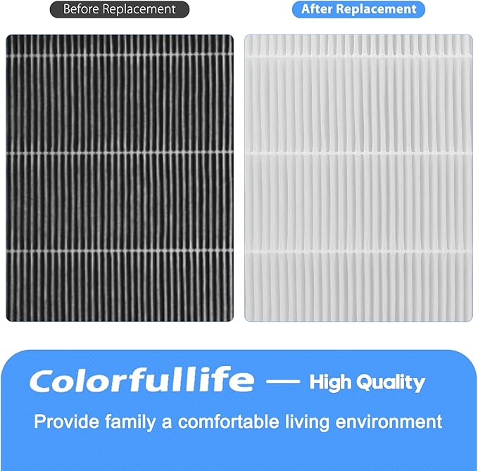 Colorfullife 2 Pack 116130 Replacement Filter H for Winix 5500-2 Air Purifier, 2 HEPA Filters and 2 Activated Carbon Filter Combo Pack