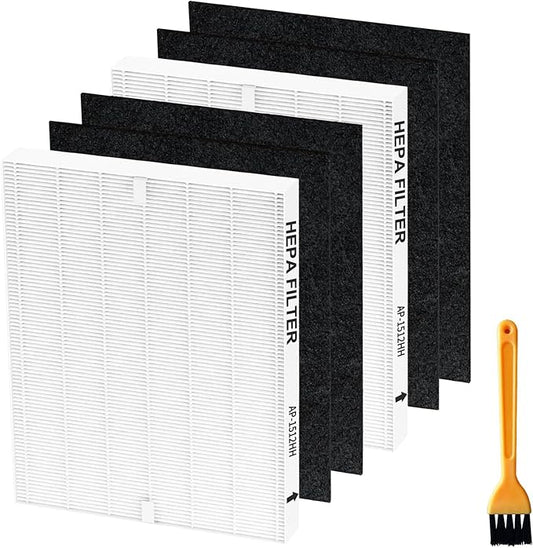 HEPA Replacement Filter Set Compatible with Coway Airmega AP-1512HH & 200M – 2 True HEPA + 4 Activated Carbon Filters for Home Air Purifier Easy Install