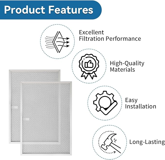 BPS1FA36 Aluminum Range Hood Filter 11-3/4 x 17-1/4 x 3/8" Compatible With Broan QS1 36" Nu Tone Allure 36" WS1, Replacement Hood Filter for Whirl pool Estate Se ars Ken more 99010300E, 2pcs