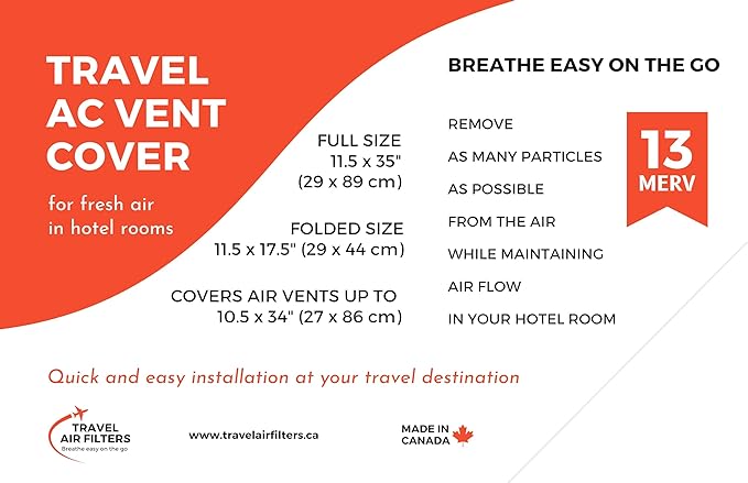AC Vent Cover To Capture Small Particles, Reducing The Dust In Your Hotel Room In High Humidity Environment At Your Travel Destination.