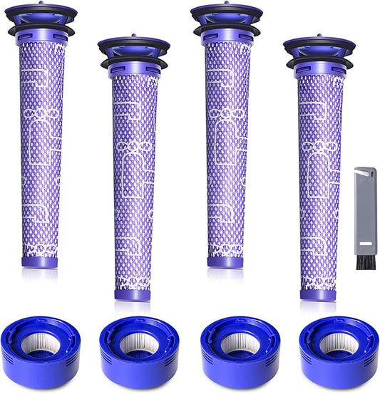 Vacuum Filter Replacement Kit for Dyson V7, V8 Animal, V8 Absolute & SV10 Cordless Vacuum Cleaners, Replaces Part # 965661-01 & 967478-01 (8P)