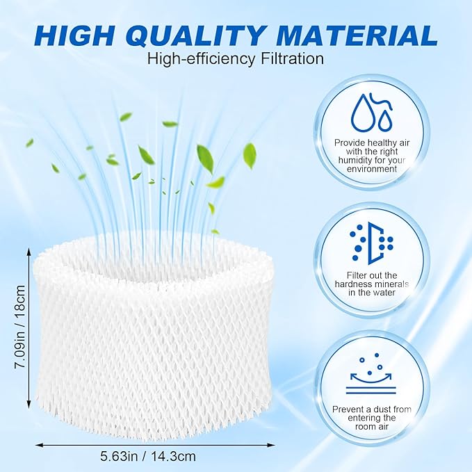 Humidifier Wicking Filters Compatible with Honeywell HC-888, HC-888N, 4 Pack Replacements Filter C for Honeywell HC888 Series HCM-890 HEV-320 & Duracraft D88 DCM-200(White)